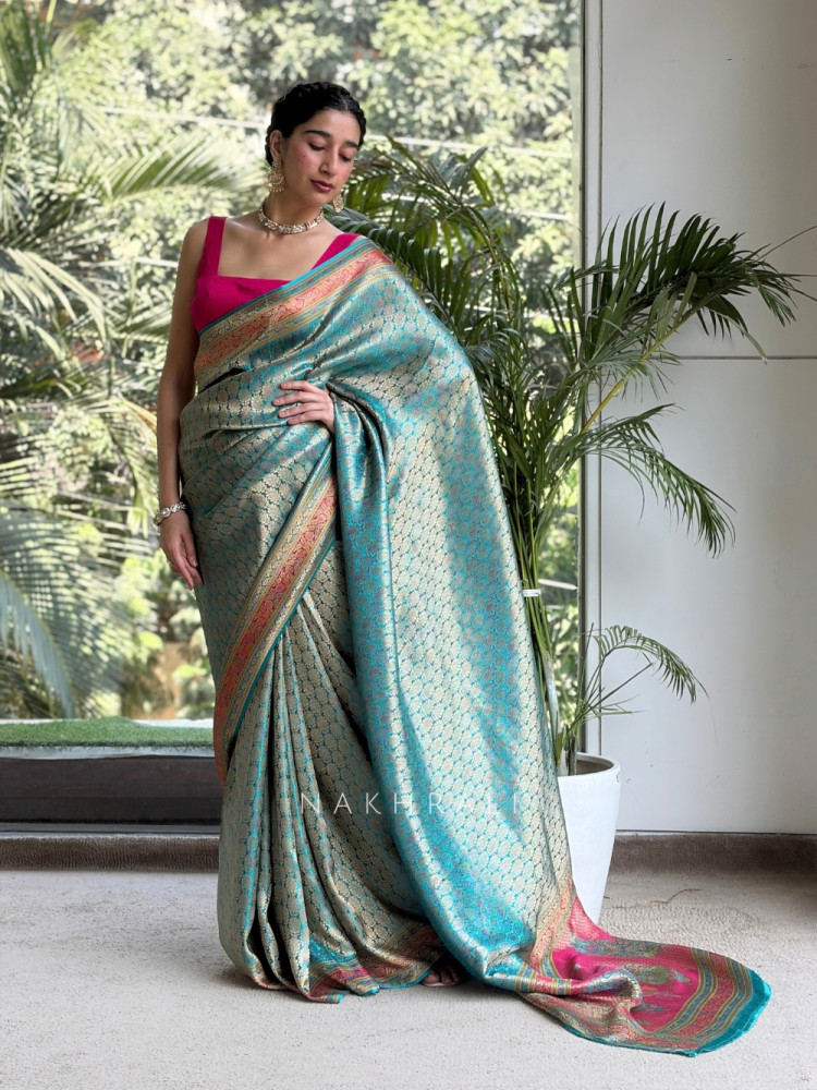 Image of Empress Aura Rama Modal Silk Zari Saree