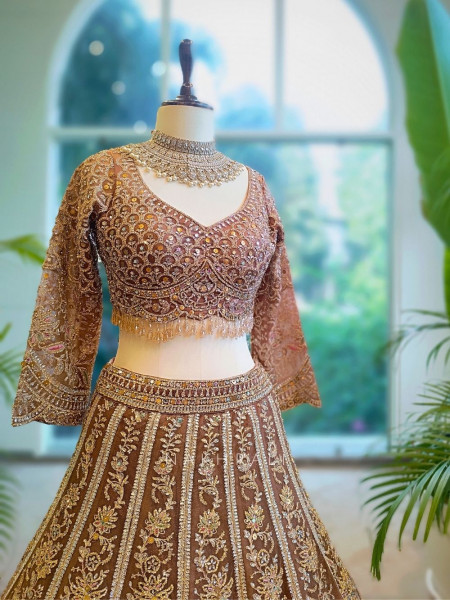 Regal Bronze Embroidered Bridal Lehenga