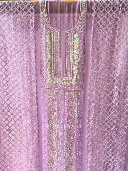 Avarna Lavender Pearl Beads Embroidered Dress Material