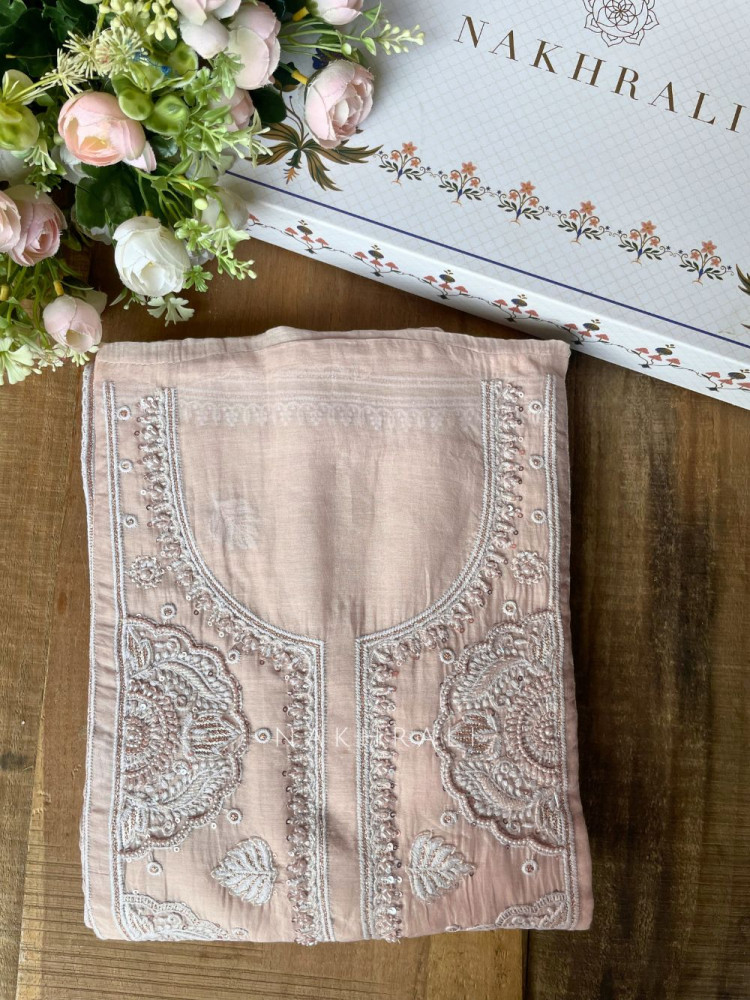 Image of Mridula Brown Dress Material with Hand Cut Dana Detailing