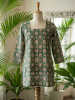 Natkhat Green Printed Cotton Short Kurti