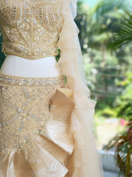 Elira Cream Indo-Western Lehenga Set with Detailed Embroidery