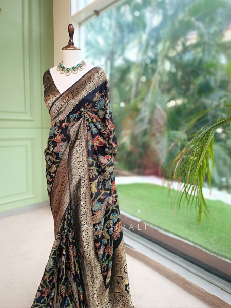Nishika Midnight Black Georgette Silk