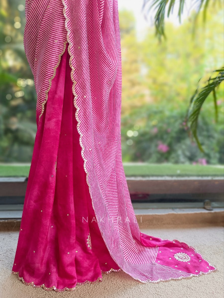 Noorani Bandhan Magenta Georgette Saree