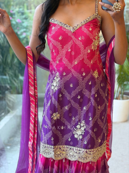 Plum Blossom Ombre Tiered Ensemble Purple Suit Set