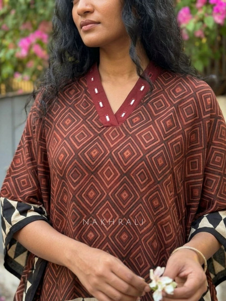 Wander Folk Black Printed Kaftan Dress