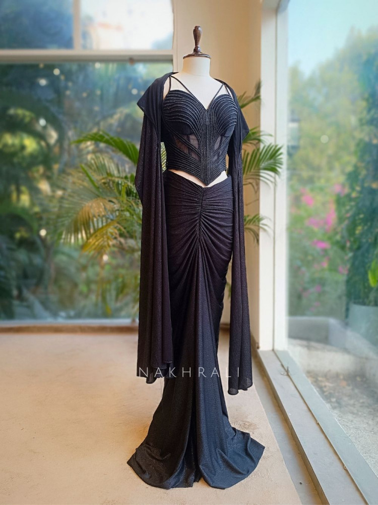 Image of Shadow Luxe Black Corset Drape Set