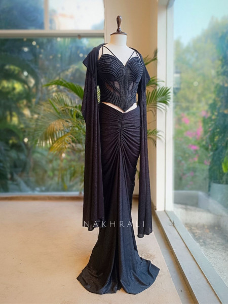 Shadow Luxe Black Corset Drape Set