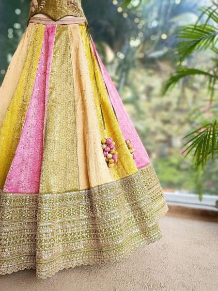 Solara Green Multicolor Lehenga with Zari Stone Work