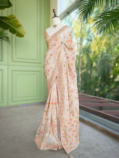 Kasturi Off White Ikat Weaved Saree with Running Blouse Piece
