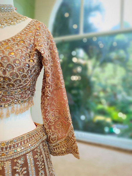 Regal Bronze Embroidered Bridal Lehenga