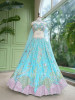 Ishvika Sky Blue Slub Silk &amp; Tulle Carnival Lehenga Set