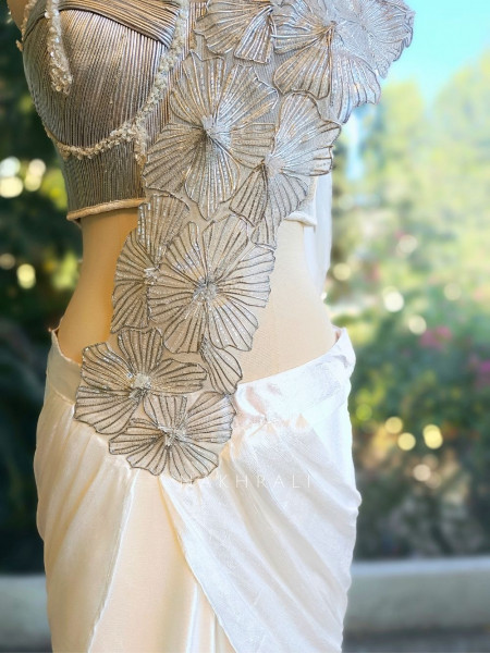 Ivory Arc Drape Saree Set