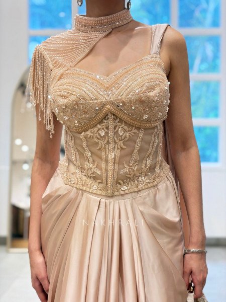 Peach Light Ready-to-Drape Saree
