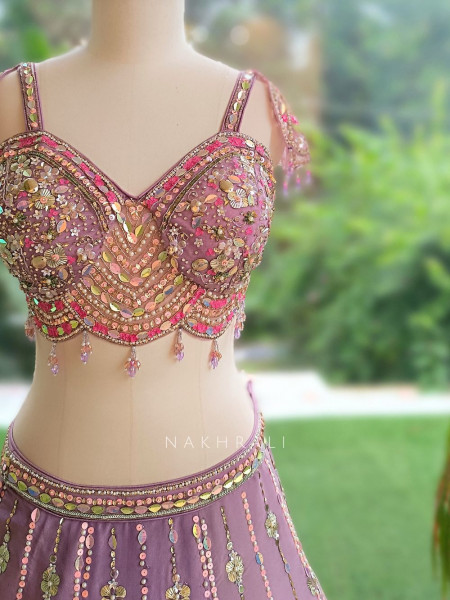 Solaris Petal Purple Satin Silk & Soft Net Lehenga