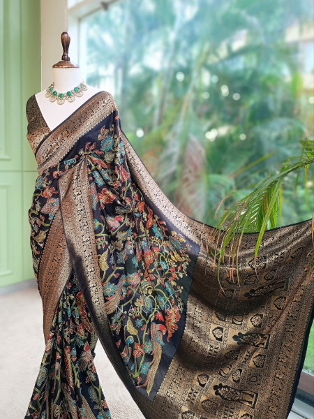 Nishika Midnight Black Georgette Silk