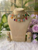 Chitramani White Multicolor  Choker Necklace Set With Multicolor Stone &amp; Bead Detail