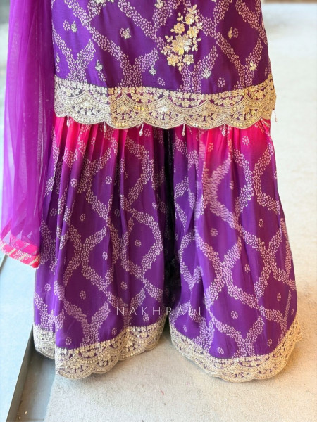 Plum Blossom Ombre Tiered Ensemble Purple Suit Set