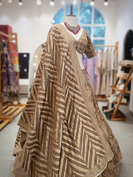 Sunheri Saaz Sage Bridal Lehenga with Beads and Sequin Embroidery