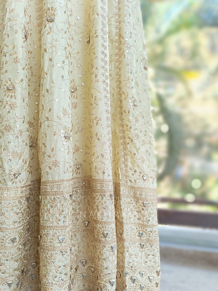 Noorin Cream Anarkali Set with Sequin & Thread Embroidery