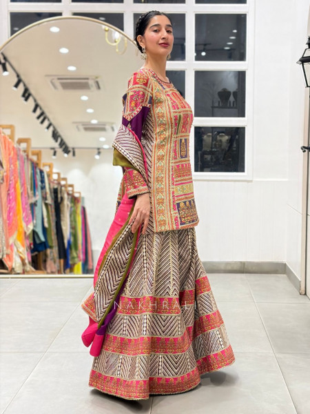 Purple Plumage Silk Sharara Suit Set