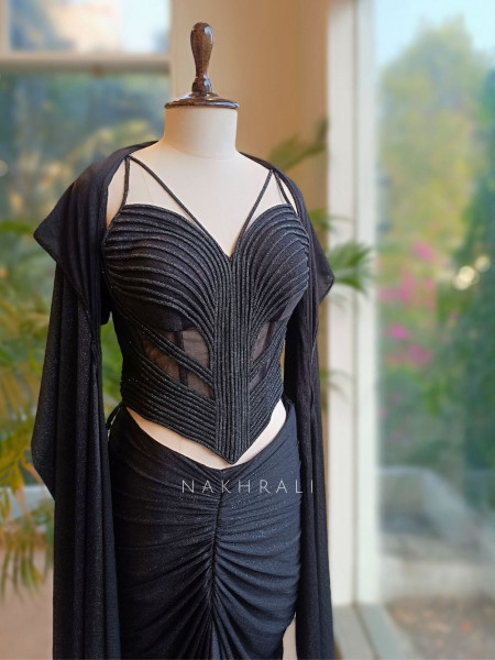 Shadow Luxe Black Corset Drape Set