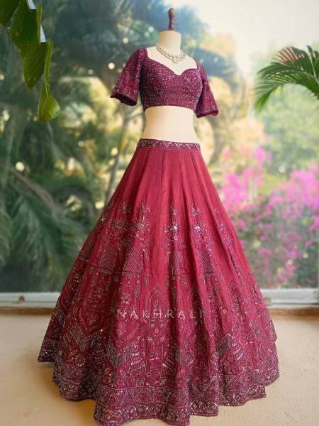 Siyana Maroon Heirloom Narrative Lehenga