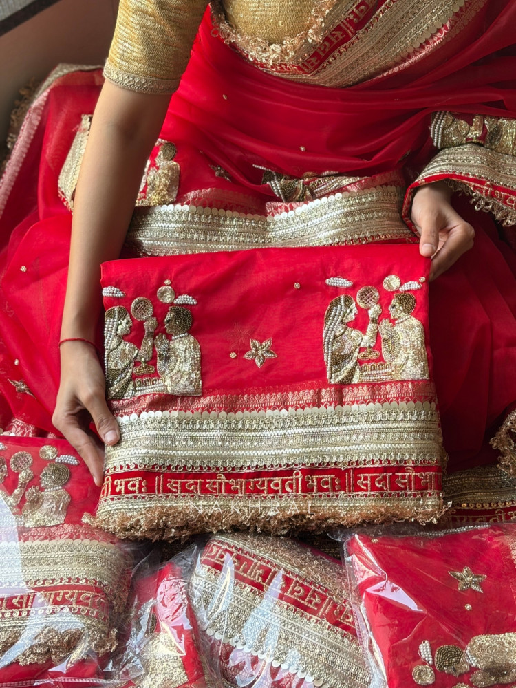 Image of The Saubhagya Red Organza Silk Saree