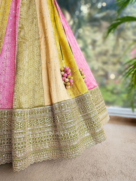 Solara Green Multicolor Lehenga with Zari Stone Work