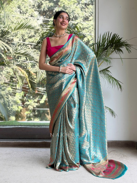 Empress Aura Rama Modal Silk Zari Saree