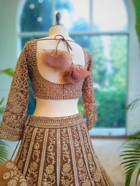 Regal Bronze Embroidered Bridal Lehenga