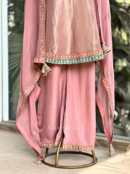 Rivaya Pink Zari Gota Patti Kurta Palazzo Set