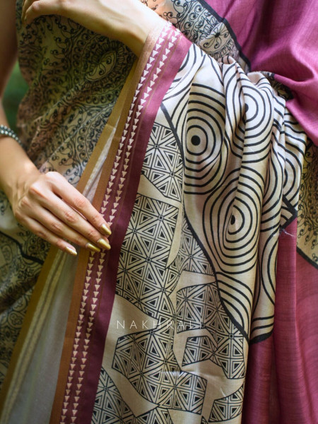 Pranay Pink Silk Saree with Abstract Motifs