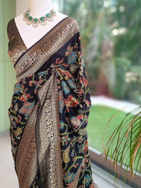Nishika Midnight Black Georgette Silk