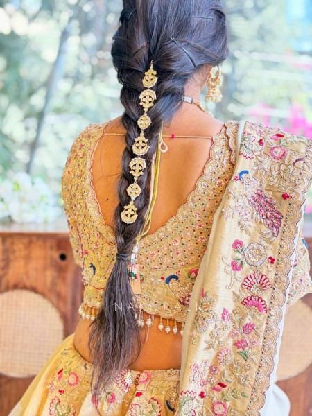 Aarini Golden Silk Saree with Embroidered Readymade Blouse