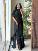 Shadowed Black Crushed Georgette – Pre-Draped Saree with Blouse