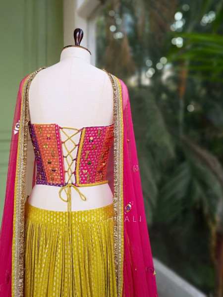 Ziraye Corset Lehenga Set with Bead Embellishment