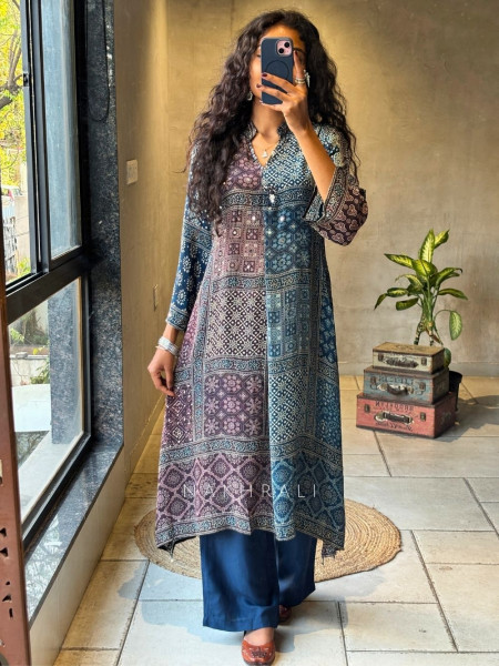 Navaro Wine Kurta Pant Set with Sequin Work