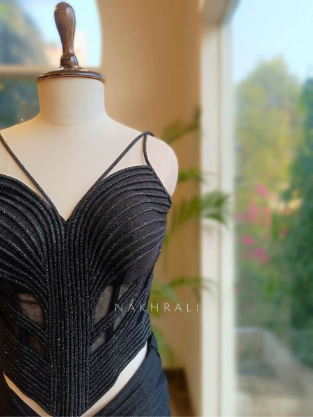 Shadow Luxe Black Corset Drape Set