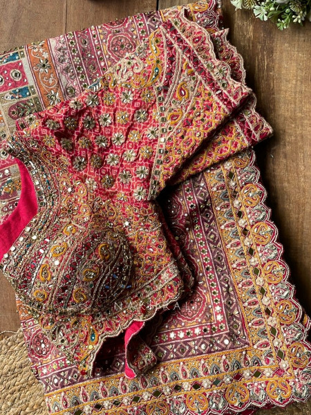 Khwaab Magenta Printed Saree with Sequin Work