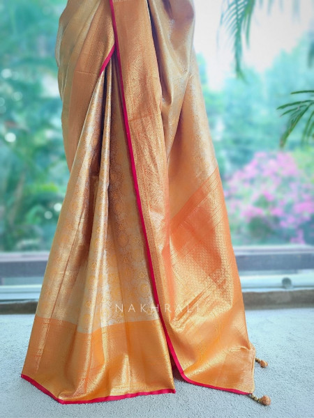 Rajanya Orange Saree with Readymade Blouse