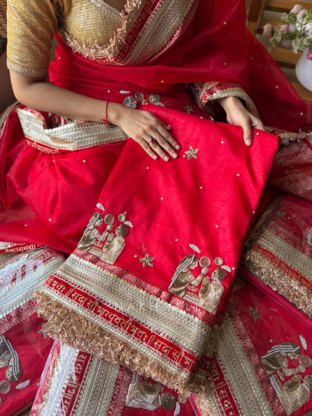 The Saubhagya Red Organza Silk Saree