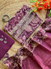Wine Printed Suit Set with Lace and Bead Detailing