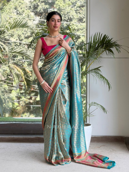 Empress Aura Rama Modal Silk Zari Saree