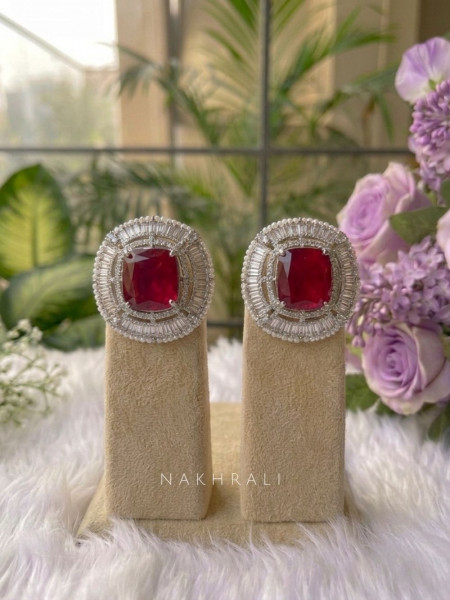 Crimsonelle Ruby Red & Silver Necklace Set