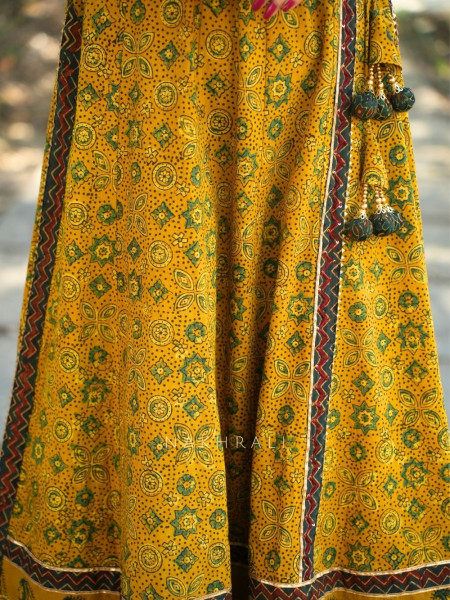 Umrao Mustard Angrakha Cotton Kurta Pant Set