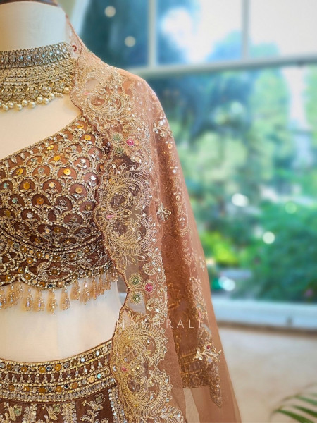 Regal Bronze Embroidered Bridal Lehenga