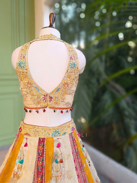 Rivara Cream Lehenga Set with Intricate Hand Embellishment