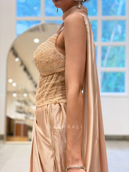 Peach Light Ready-to-Drape Saree