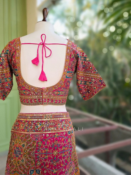 Mishka Magenta Printed Saree with Sequin Work